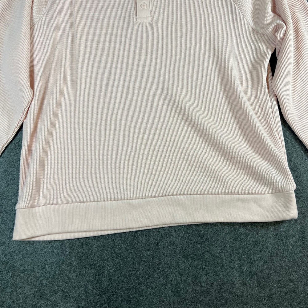 GapBody Womens Pink Waffle Knit Henley Long Sleeve Lounge Top Medium New - Picture 9 of 11
